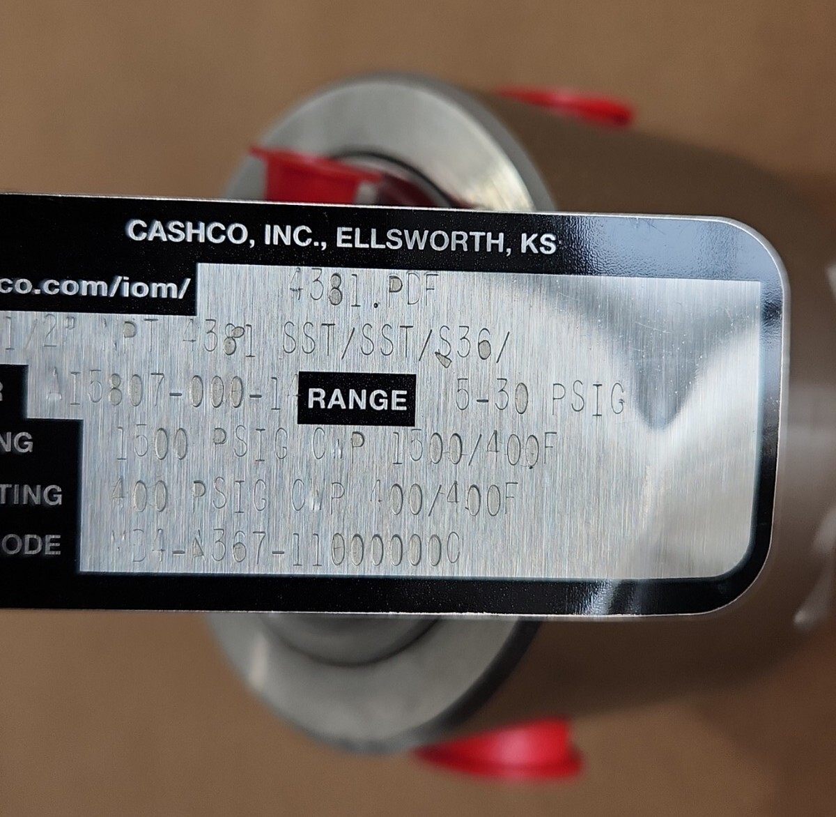 *NEW* Cashco 4381.PDF Regulator 1/2″Npt 4381 SST/SST/S36 1500Psig 400 + Warranty