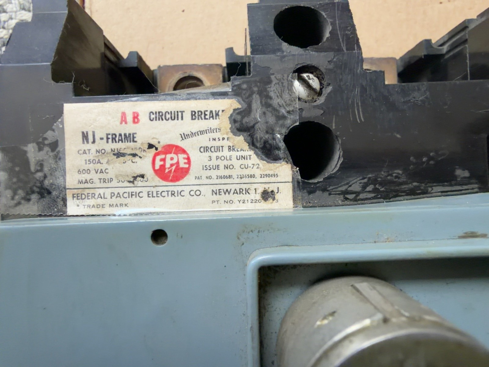 FPE NJ631150R 150A 3 Pole 600VAC Circuit Breaker Federal Pacific NJ Frame