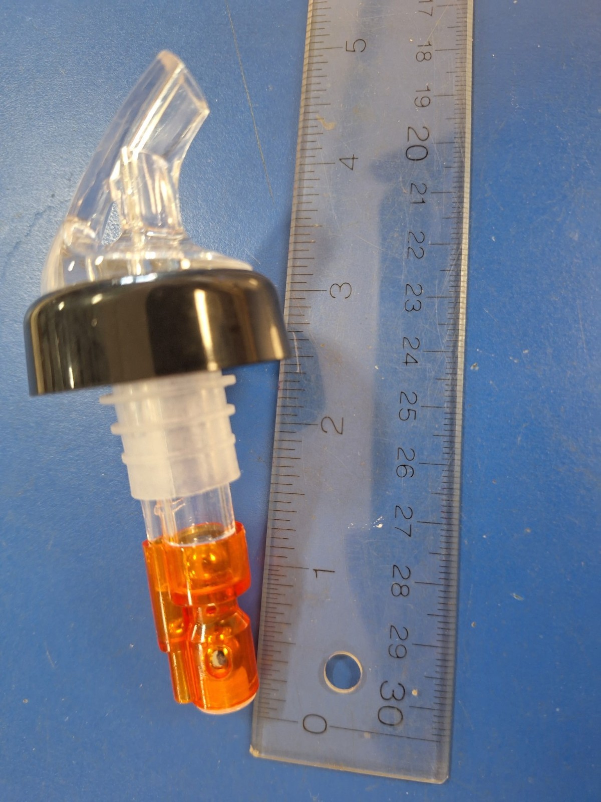 12- Choice 0.5 oz. 3-Ball Measured Liquor Clear Pourer Collar Orange Tail