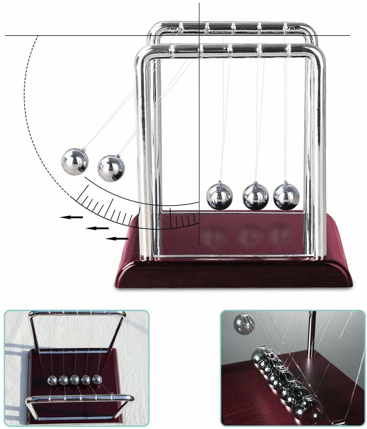 Newtons Cradle Office Desk Toy Gravity Balance Balls 5.3″X 4.5″X 5.5″ Medium