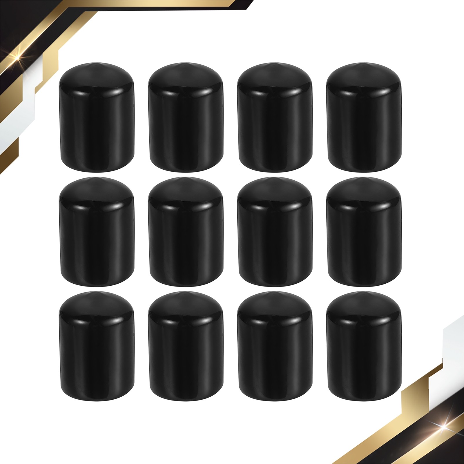 12 Pcs 3/4″ ID Round Rubber End Caps Flexible Rubber Bolts Covers Caps Black