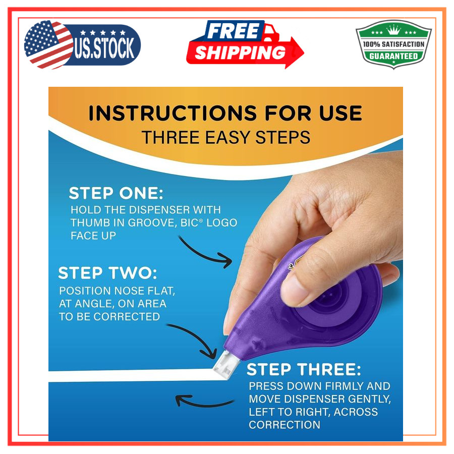 BIC Wite-Out Brand EZ Correct Correction Tape, 39.3 Feet, 2-Count Pack of white