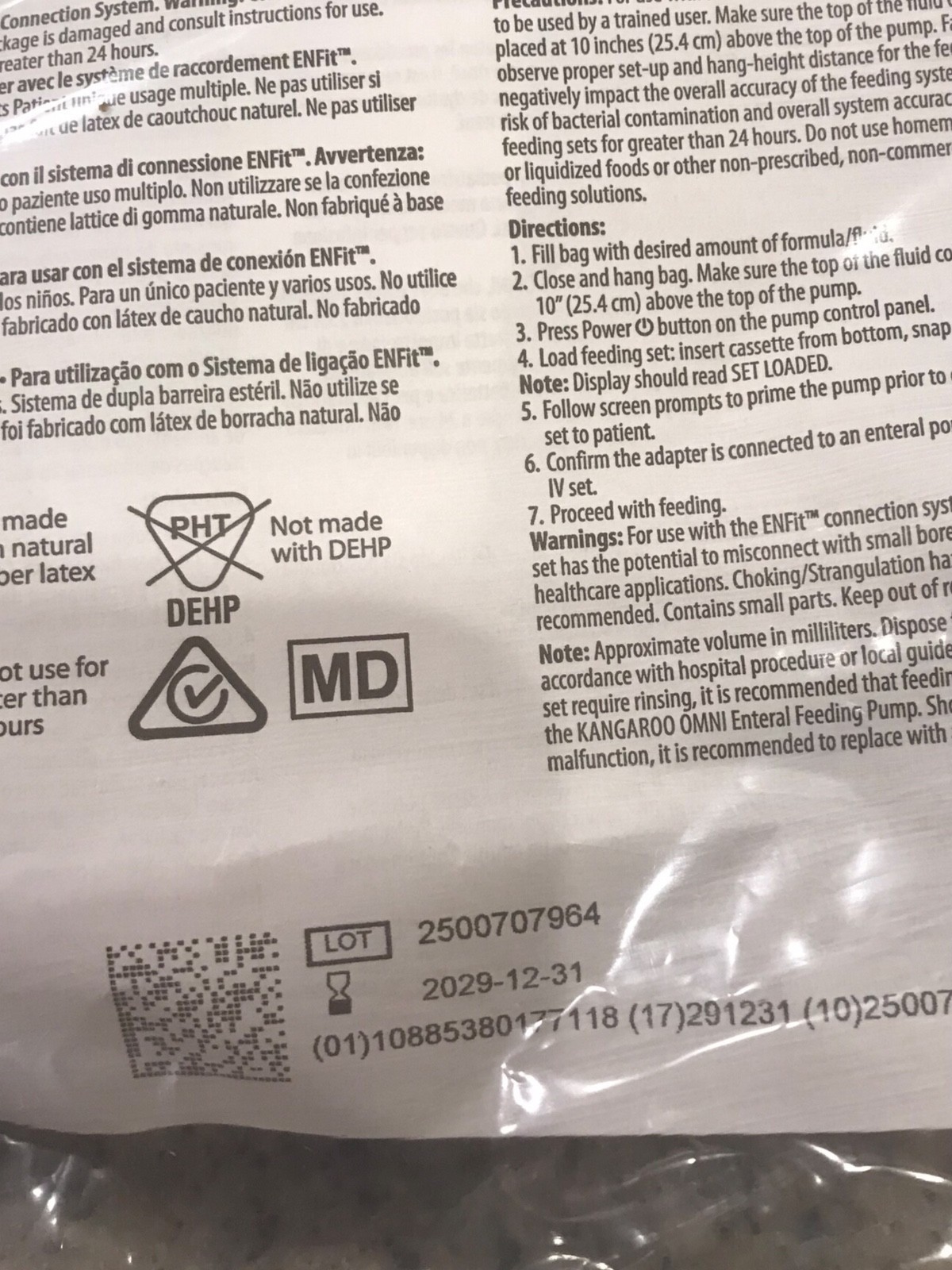 (5) FIVE 1000ml B10FF Kangaroo Omni Feeding Set SEALED EXP. 07/31/2030