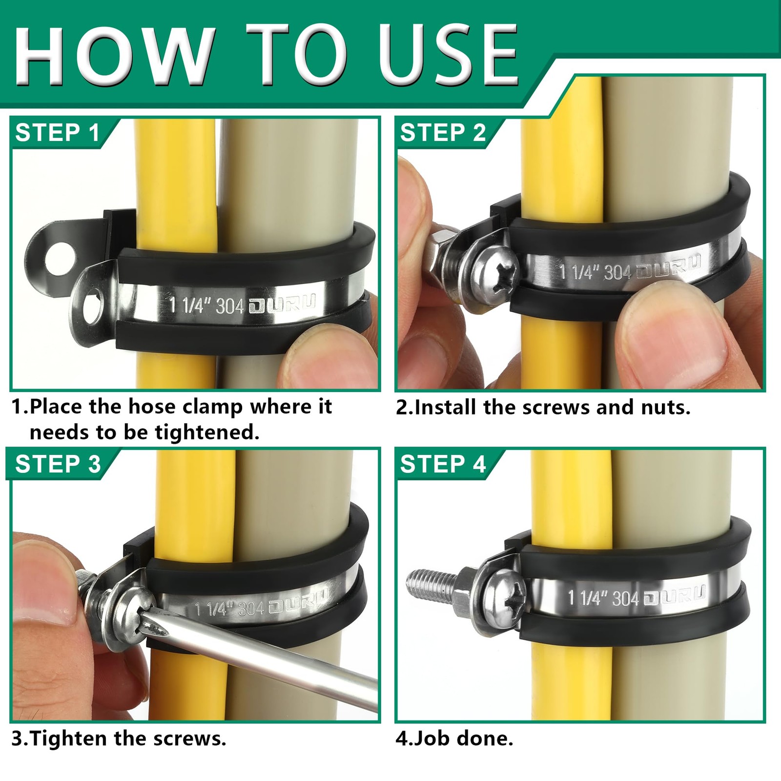125PCS Cable Clamp,12 Sizes Stainless Steel Rubber Coated Cushioned Insulated…