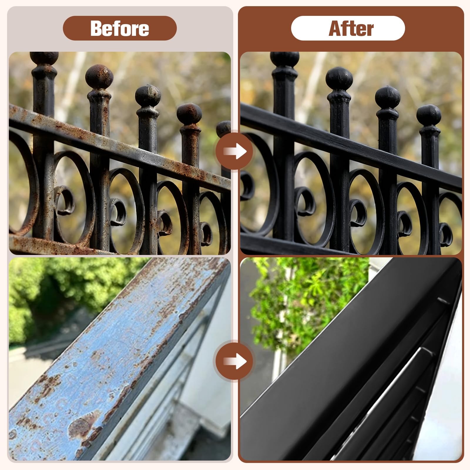 2-in-1 Rust Converter & Metal Primer – 1-Step Rust Stopper, Anti-Rust Coating…