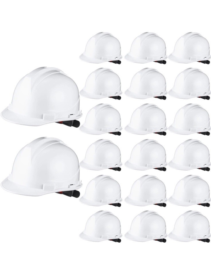 20 Pcs Hard Hats With 4 Pt. Suspension Bulk Safety Helmets Adjustable Ratchet