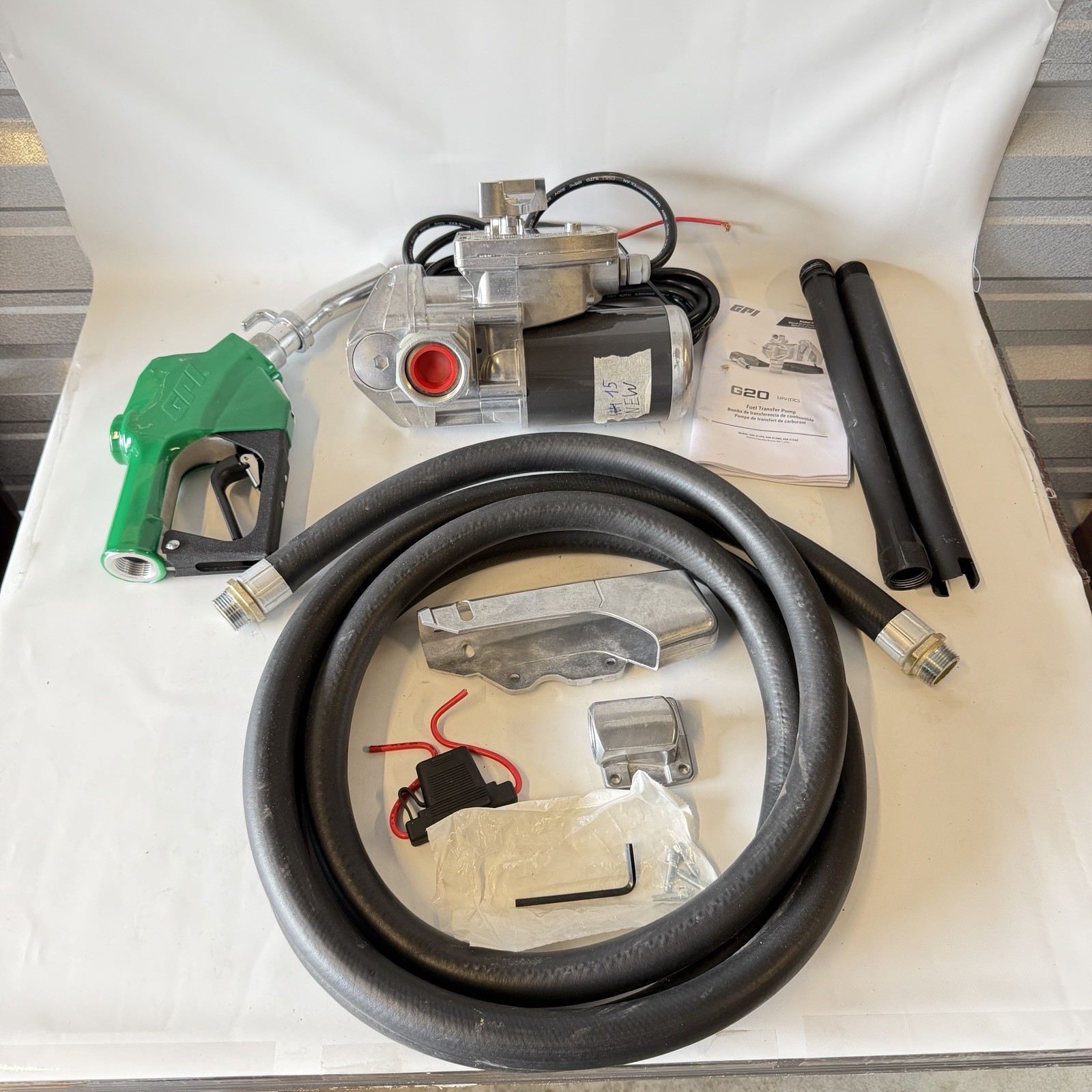 GPI G20-012AD 12V Fuel Transfer Pump 20 GPM w/ Auto Nozzle (New incomplete kit)