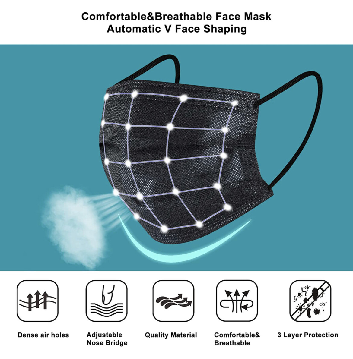 100 PCS Face Mask Mouth & Nose Protector Respirator Masks USA Seller Black