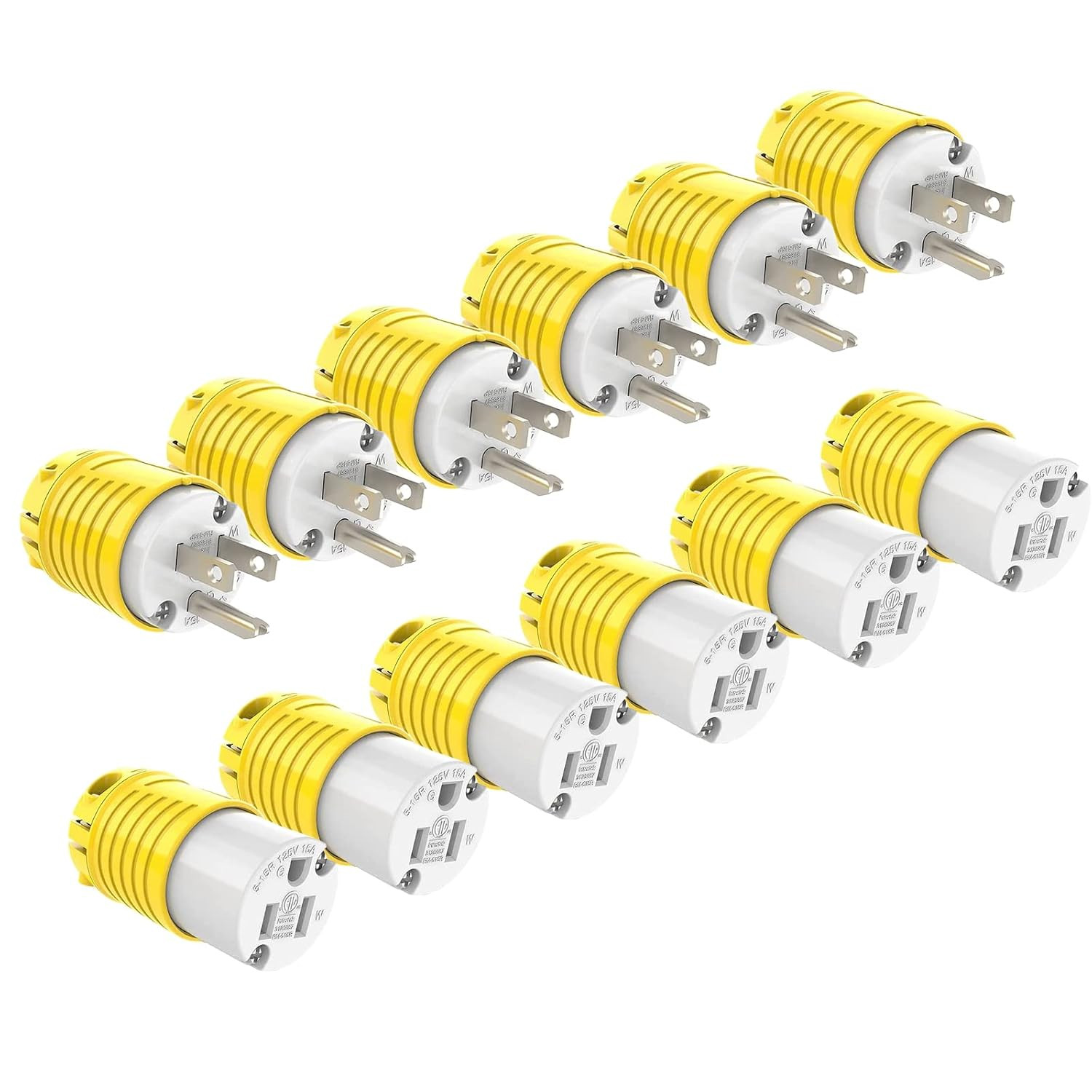 6 Pack Nema 5-15P Replacement Electrical Plugs 15A 125V For Extension Cords