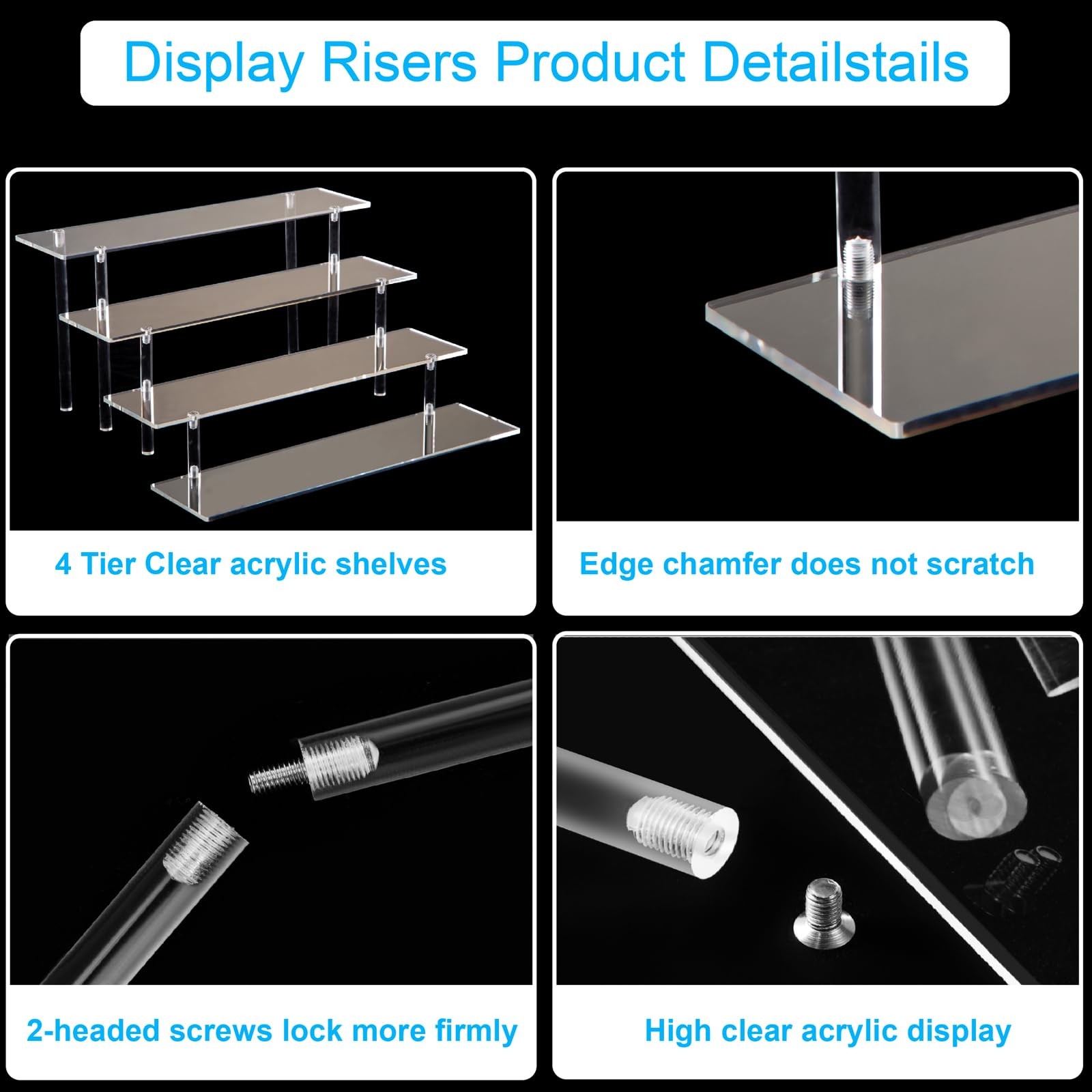 4 Tier Acrylic Perfume Organizer Stand, Clear Display Risers for Perfume, Cologn
