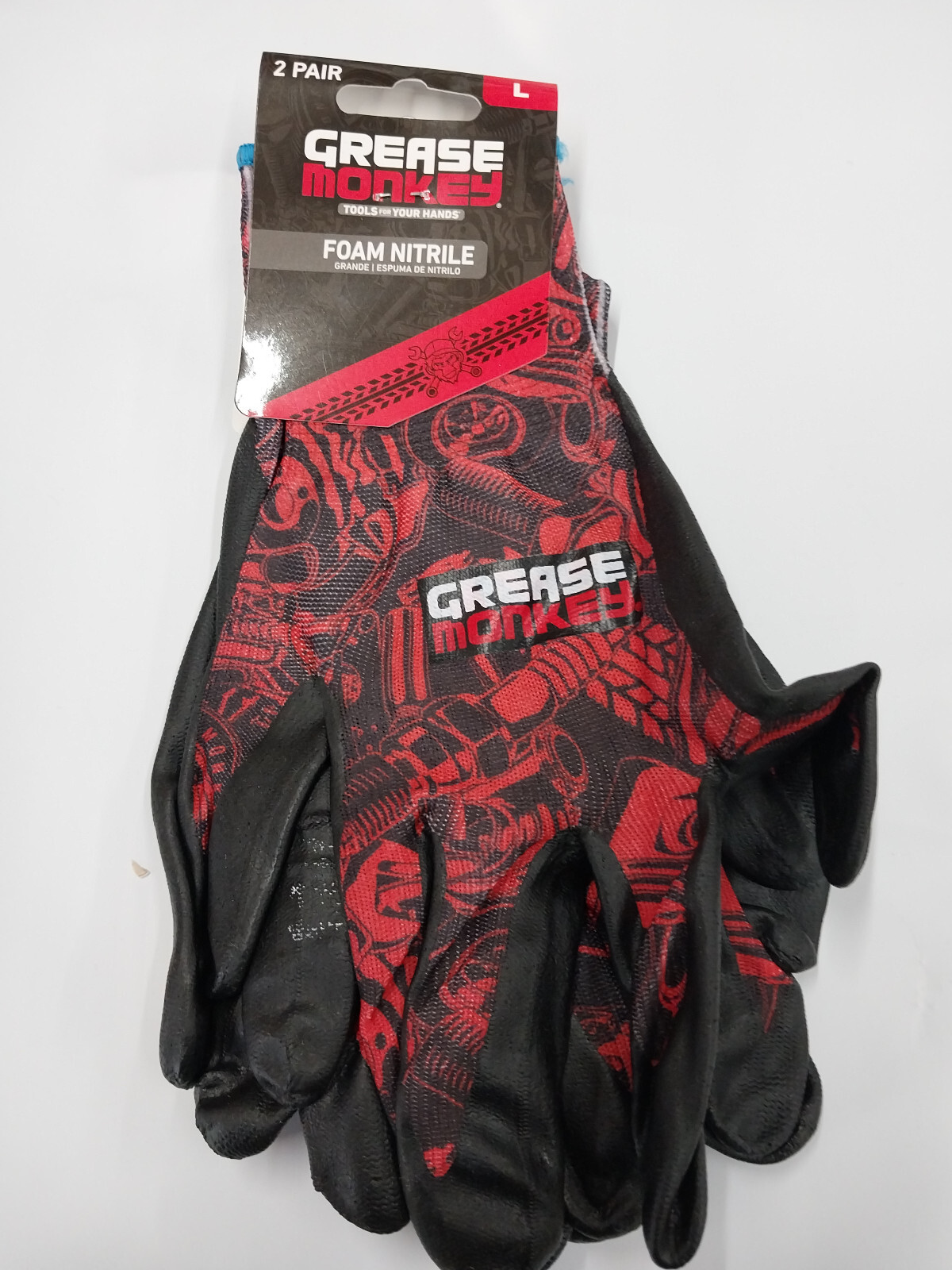 Grease Monkey Large Foam Nitrile 2-Pack Gloves