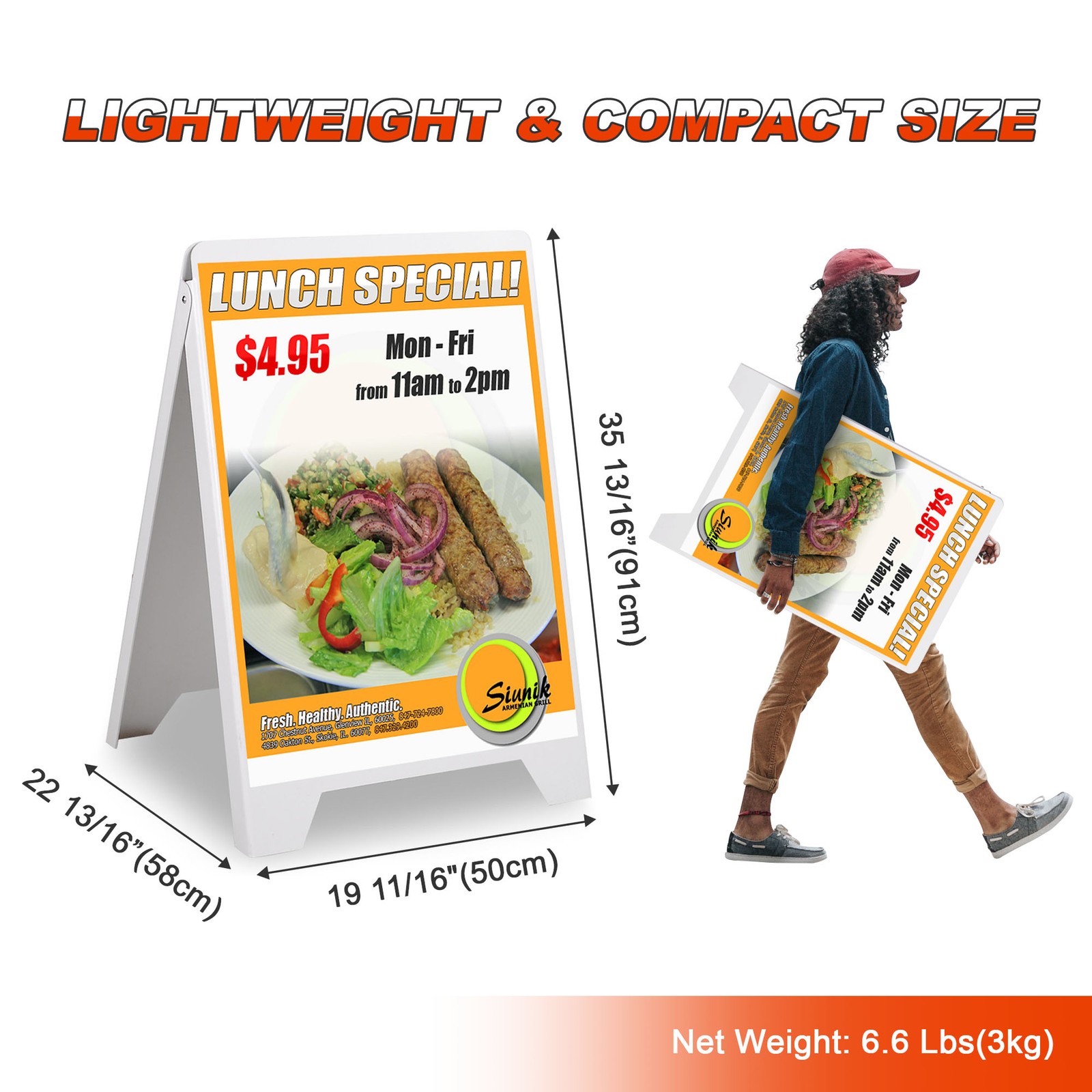 InstaHibit Double Sided Signboard Folding Display Sandwich Board Sidewalk Sign