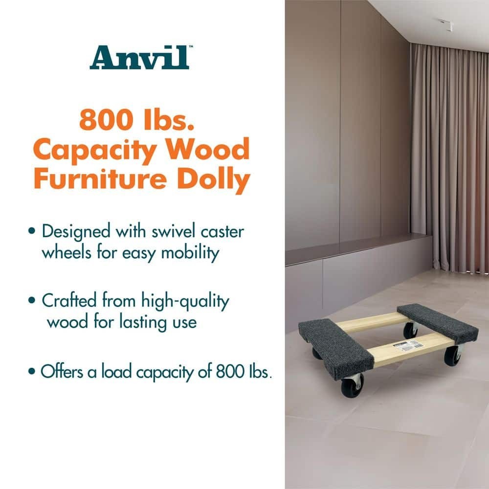 800 Lbs Capacity 18 In Wood Furniture Dolly Heavy Duty Moving Cart Wheels