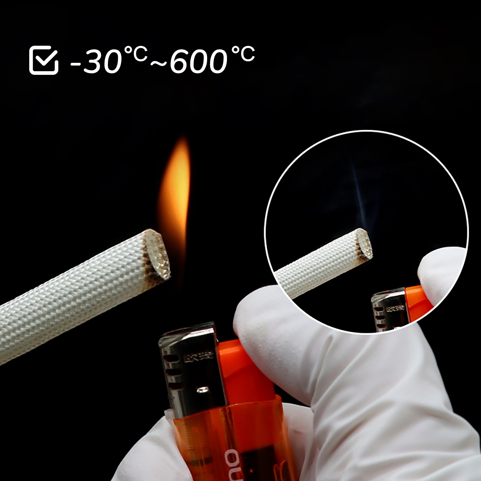 Fibreglass Braided Heat Resistant Sleeving Cable Wire High Temperature 600°C