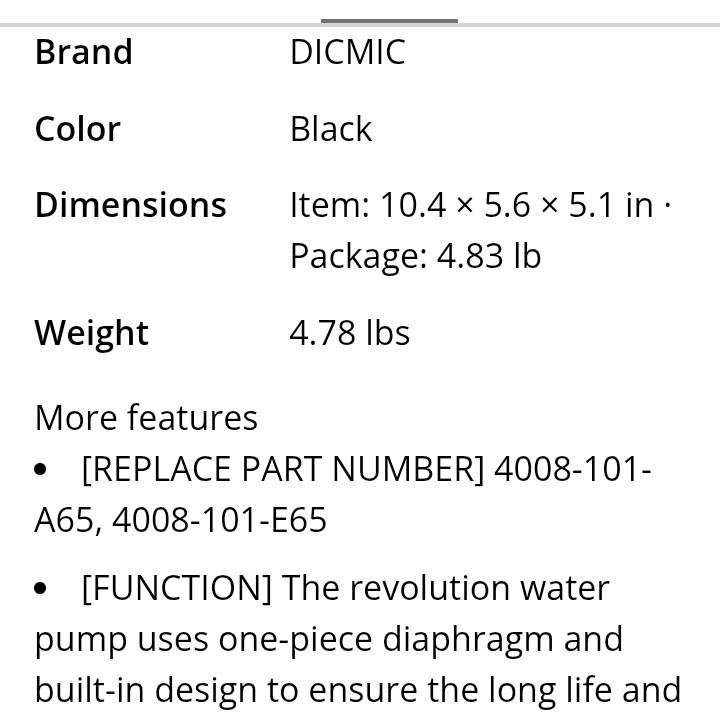 DICMIC 12V DC Single Diaphragm Water Pump 3.0 GPM 55 PSI 1/2in Inlet