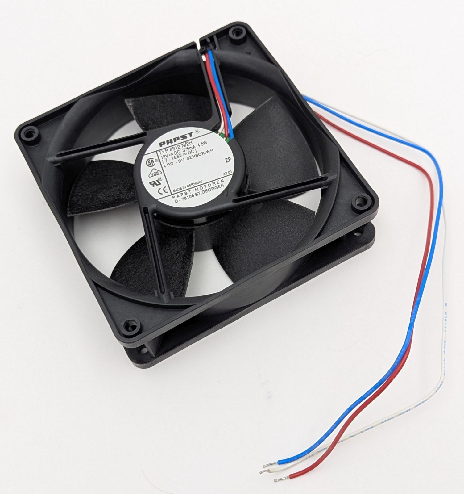 NEW ebm Papst TYP 4312 N/2H DC Axial Cooling Box Fan 12V 4.5W 119mm 120mm 3-Wire