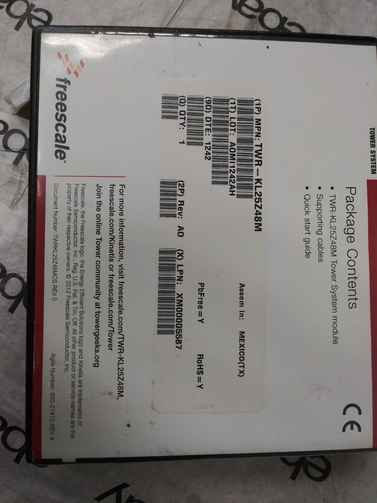FREESCALE TWR-KL46Z48M TOWER SYSTEM MODULE DEVELOPMENT KIT