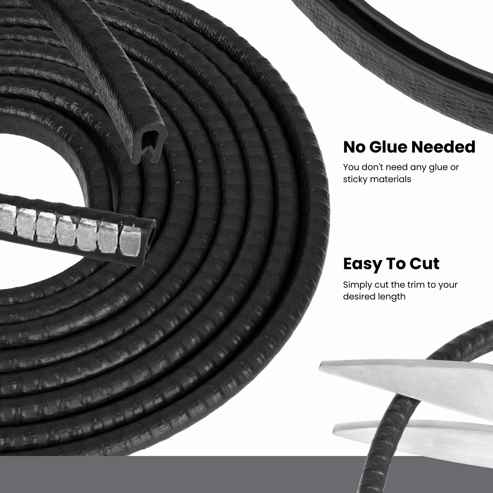 Edge Trim Black Small Fits Edge 1/16 to 1/8 Inch Length 10 Feet 3.05 Meter