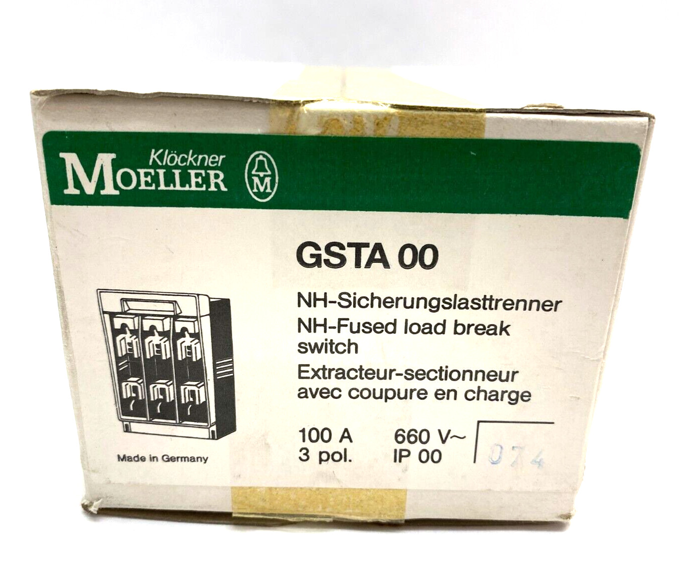Moeller GSTA 00 100A/660V NH-Fused Load Break Switch Clear Cover 3-Pole IP 00
