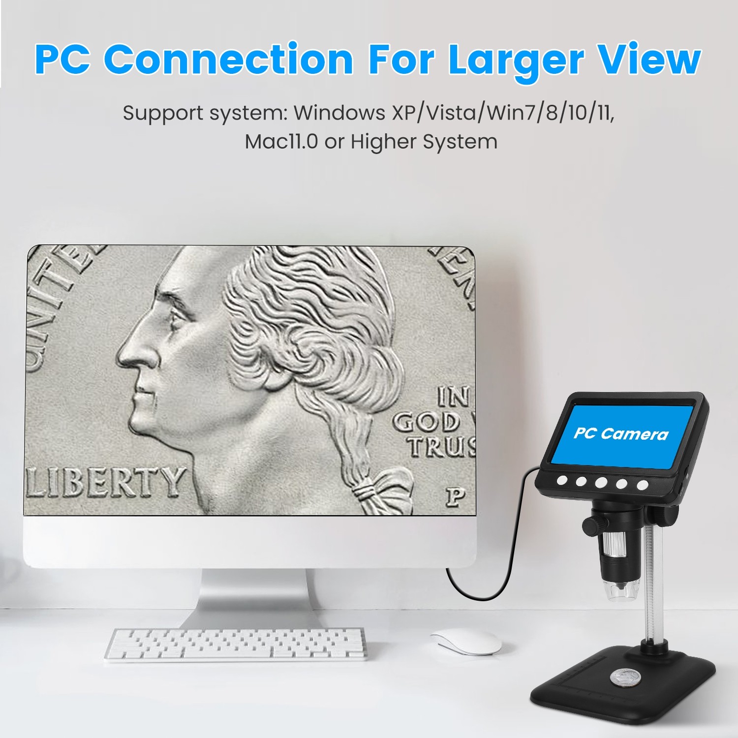 4.3In 1080P LCD Digital Microscope Photo Video Magnifier Dimmable LED Lights US