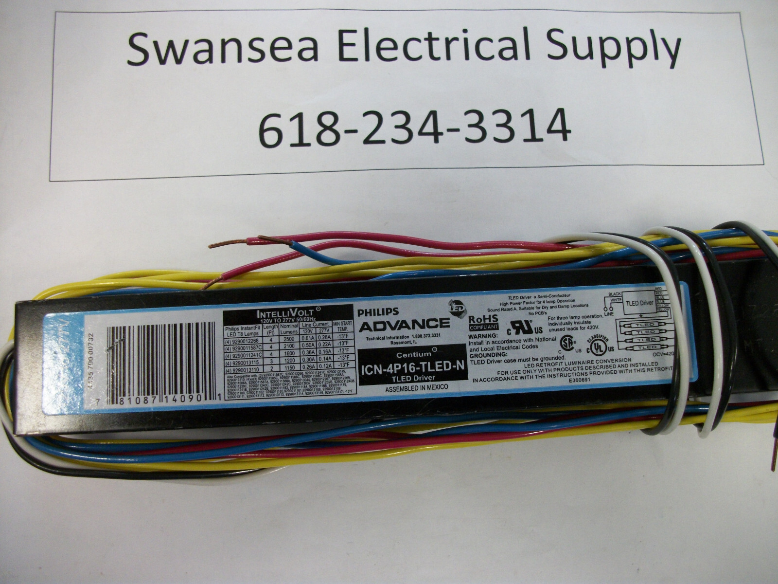PHILIPS ADVANCE ICN-4P16-TLED-N LED T8 Driver 120 to 277 VAC, 9-1/2 in