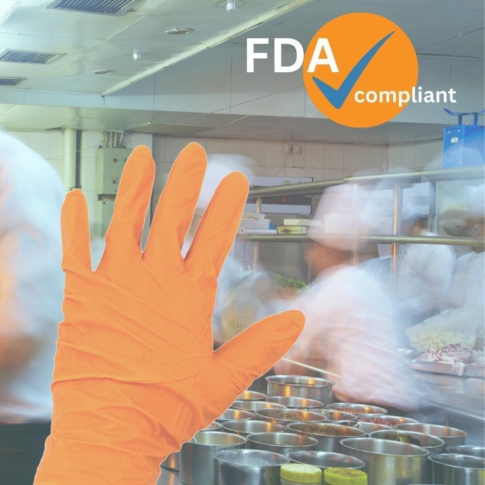 Orange Nitrile Disposable Medical Examination Gloves, 5 Mil, Latex & Powder Free
