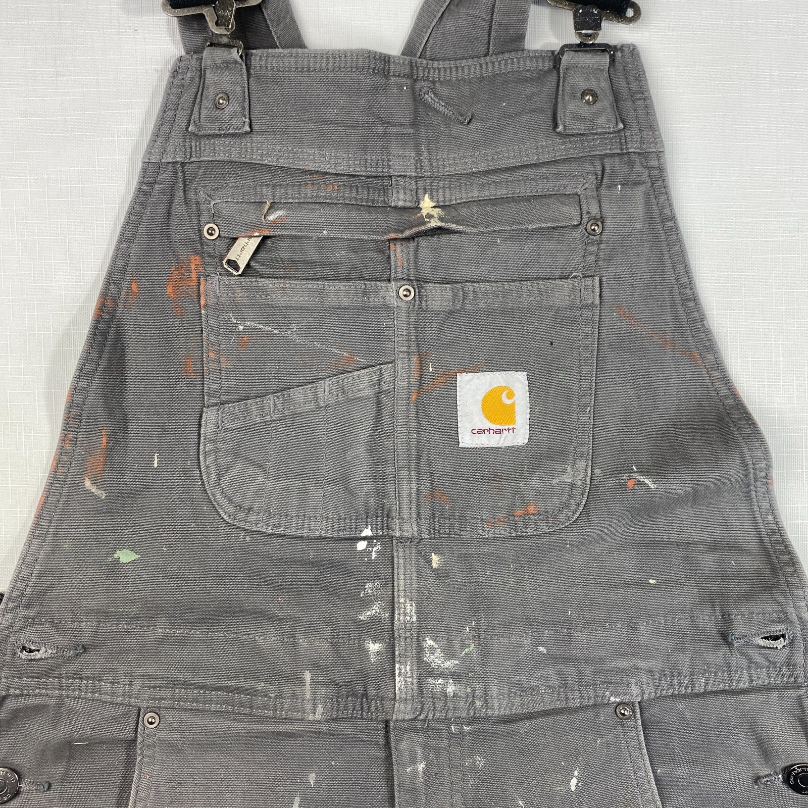 Carhartt Rugged Flex Relaxed Fit Canvas Bib Overall DISTRESSED! 102987 32×34