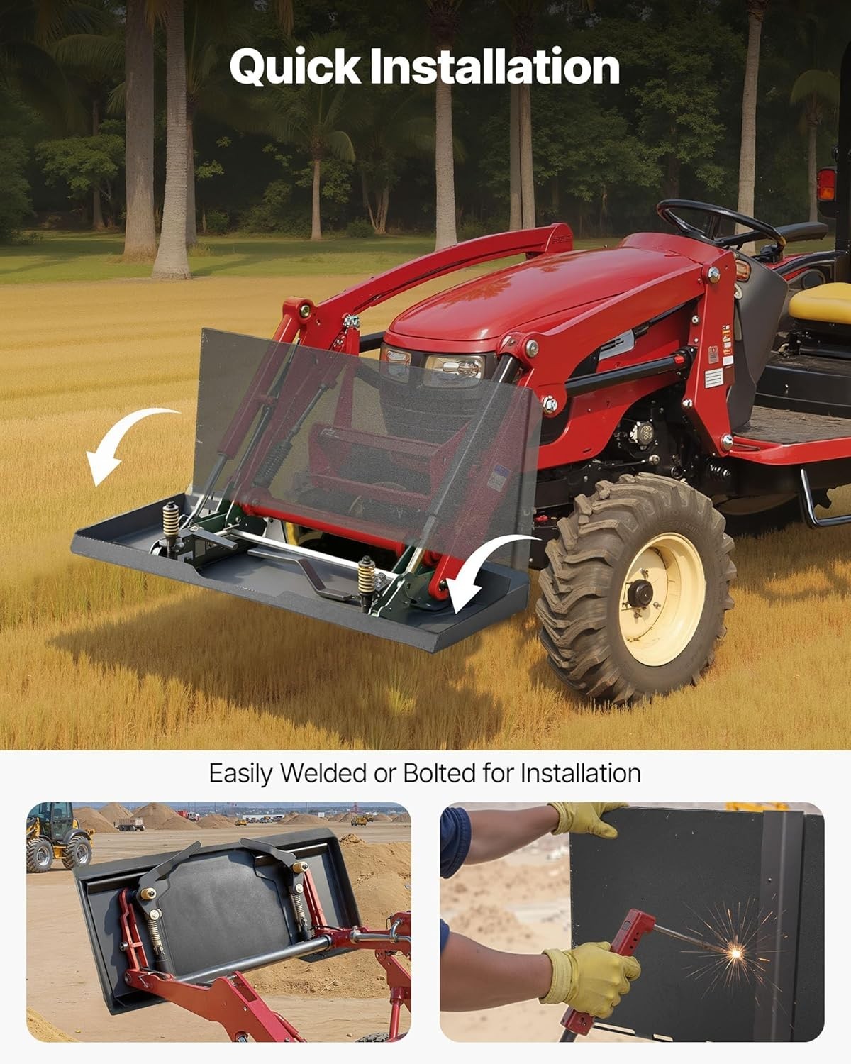 1/4 Inch Skid Steer Mount Plate – 3000lbs Capacity for Tractors & Skid Steers