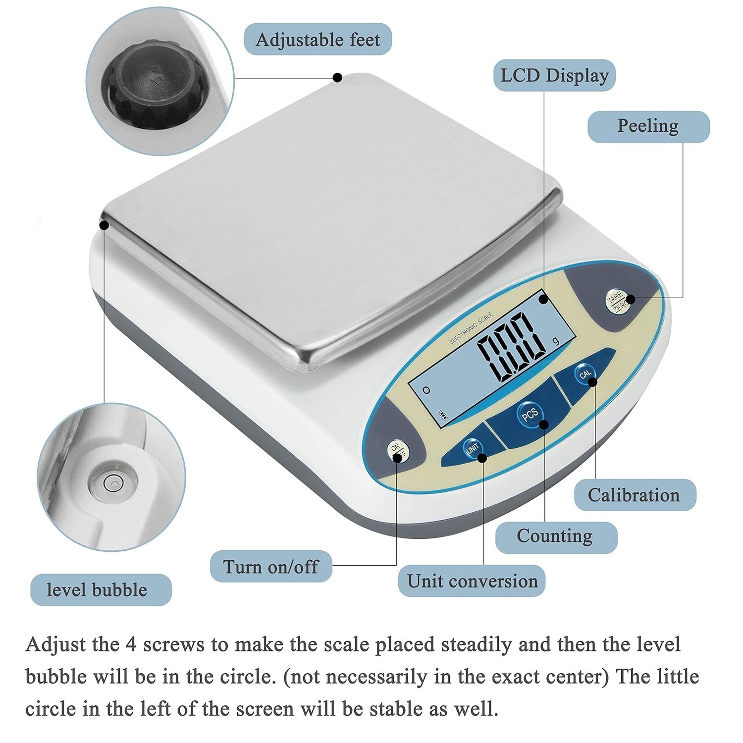 Bonvoisin Lab Scale 3000g x 0.01g High Precision Analytical Digital Balance New