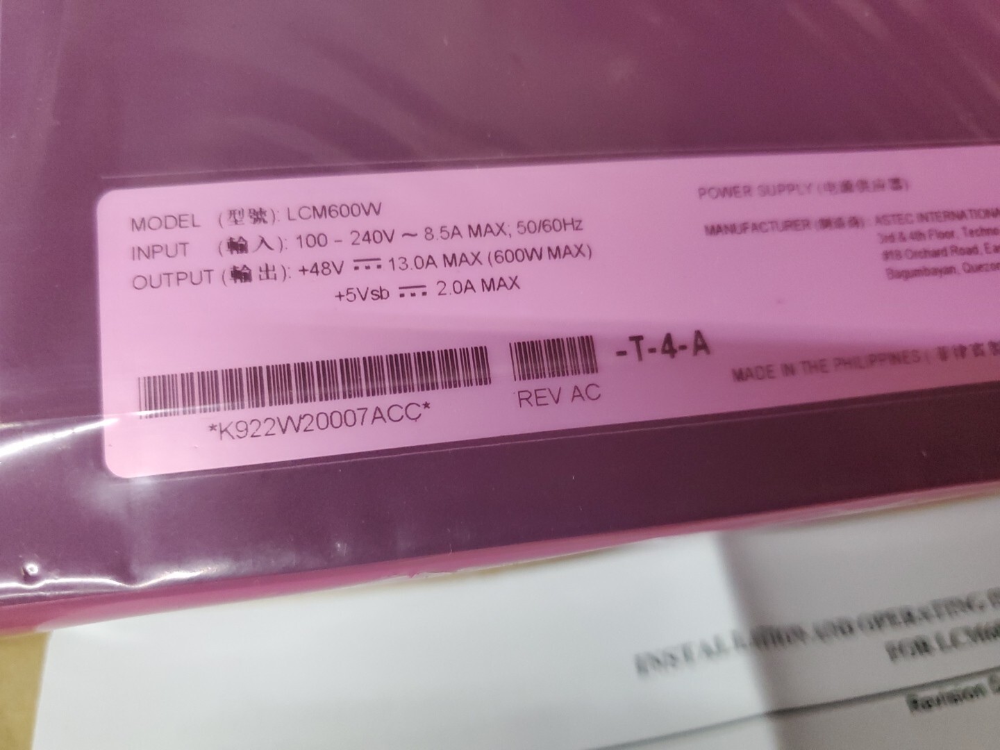 NEW Artesyn AC DC 48V 600w 12.5a Power Supply 100-240 LCM600W-T-4A