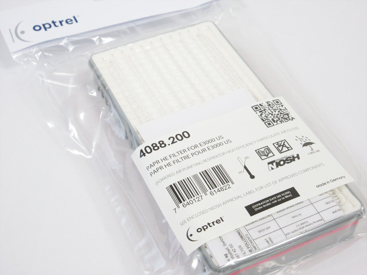NEW OPTREL E3000 E3000X HE PARTICULATE FILTER 4088.200 PAPR HEPA EXPIRE 2030