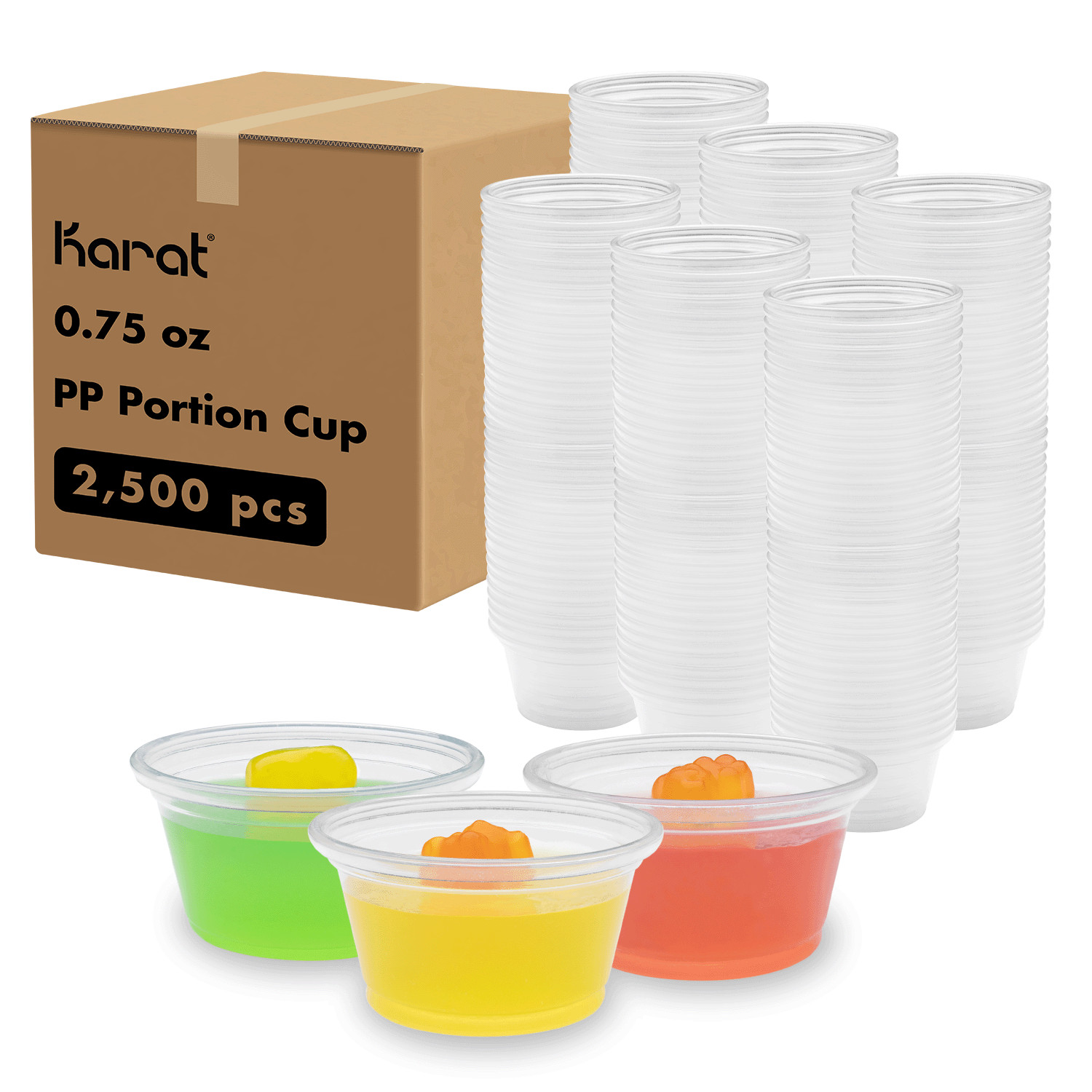 Karat 0.75 oz PP Plastic Portion Cups – Clear – 2,500 ct