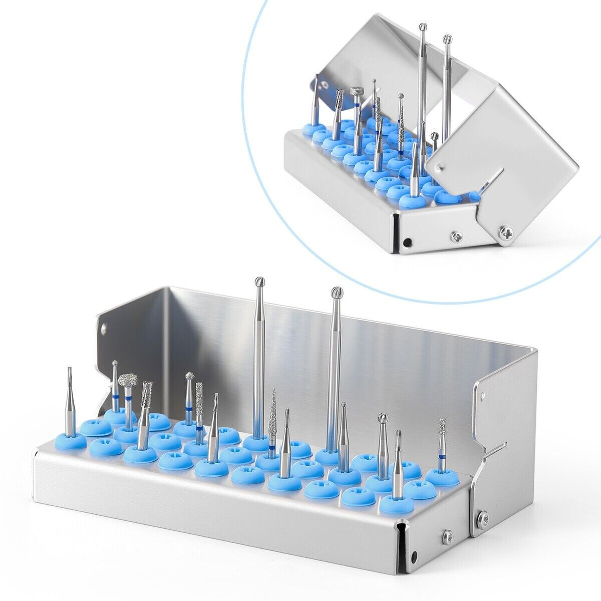 6Type Dental Bur Block Holder Disinfection Box Autoclave For High Low Speed Burs