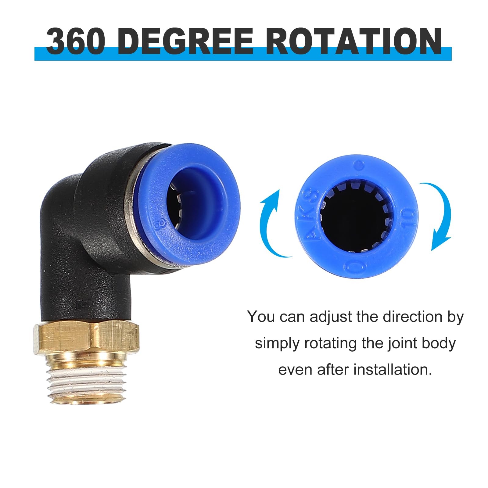 PATIKIL 1/8 Push to Connect Fitting 5 Pack PT Male Thread 90 Degree 8mmx1/8″PT