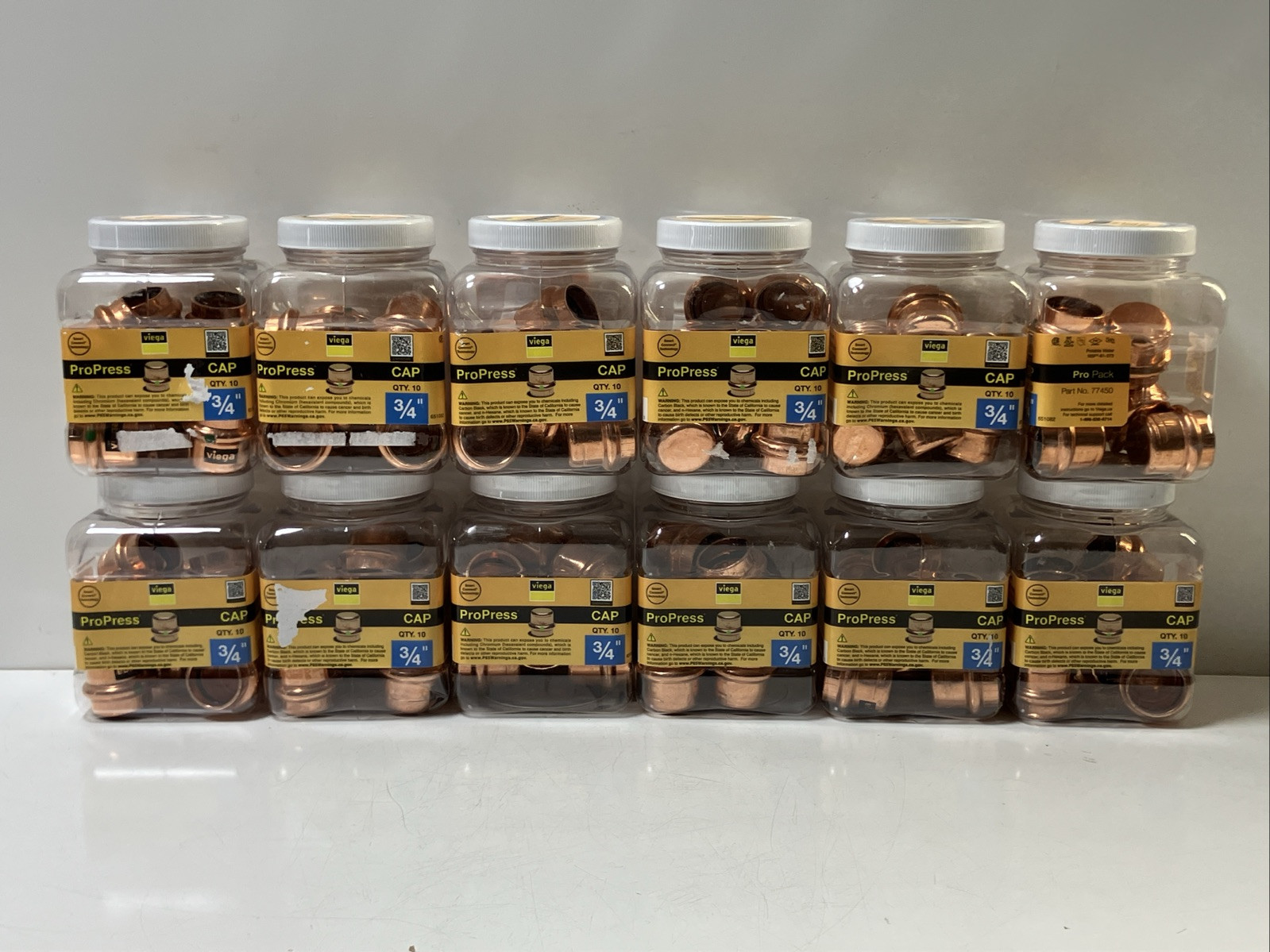 Lot Of (12) Viega ProPress 3/4″ Press Copper Cap Fitting 10pk – 120 Total