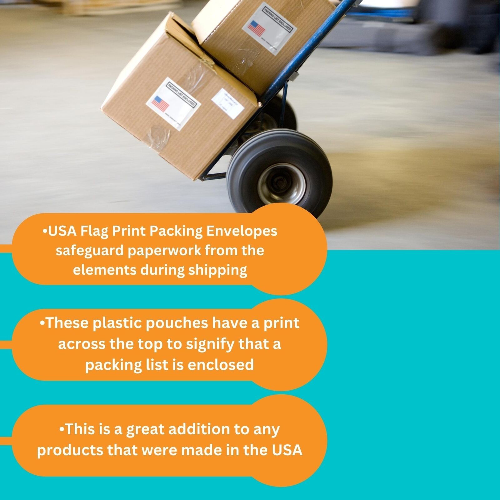 4.5″ x 5.5″ USA Print Panel Face Packing List Enclosed Envelopes 2000 Pcs