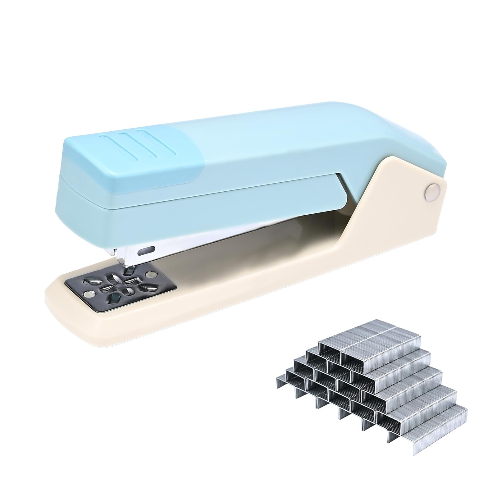 Cute Swing-Arm Swivel Stapler with 1000 Staples, 360 Degree Rotate Desk Stapl…