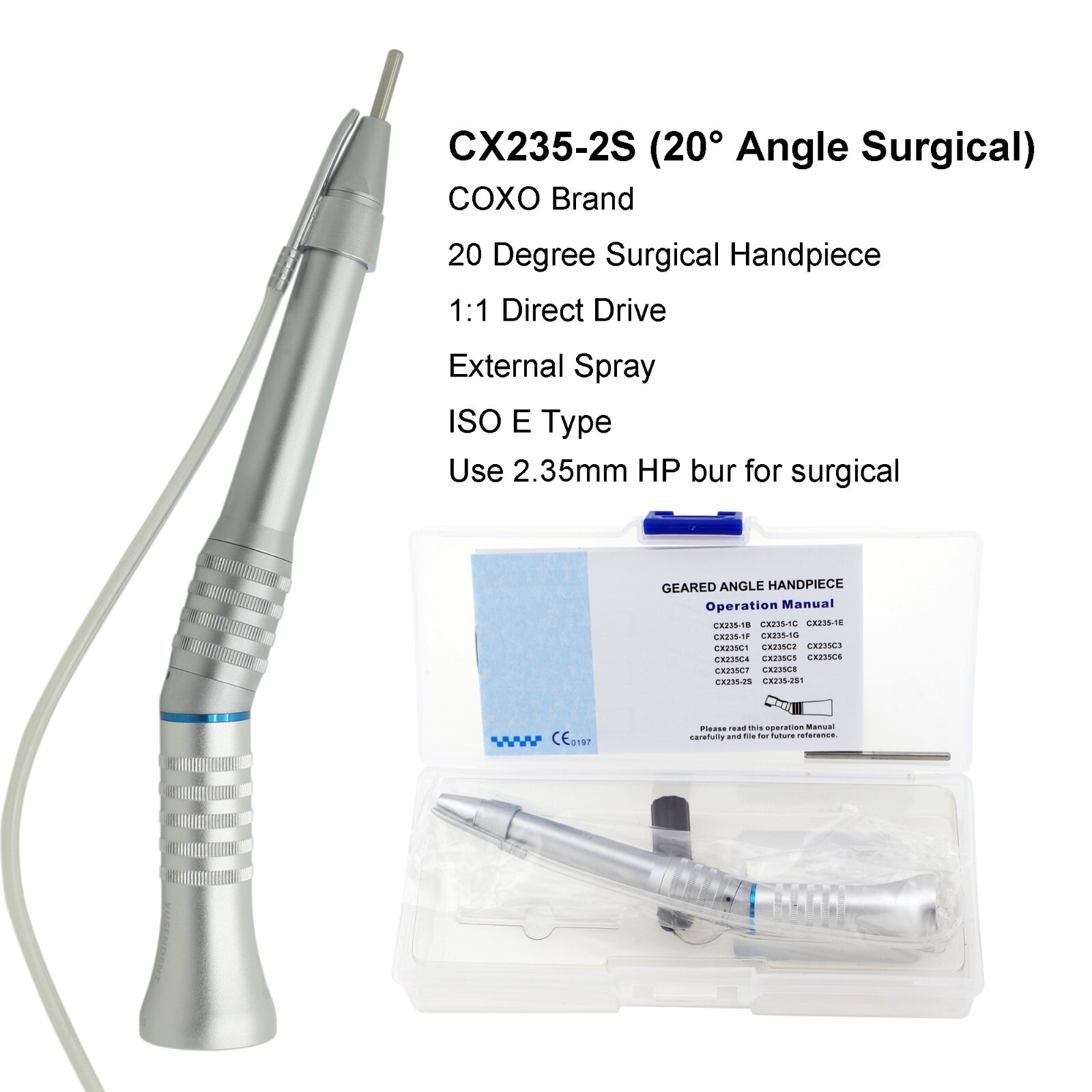 COXO Dental Surgical Handpiece 20:1 Implant Contra Angle LED 1:1 Straight Nose