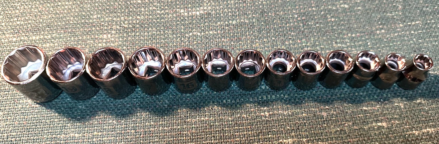 RARE 13 PC 3/8 DR 12 PT LASER-ETCHED SOCKET SET CRAFTSMAN 8-21MM USA MADE