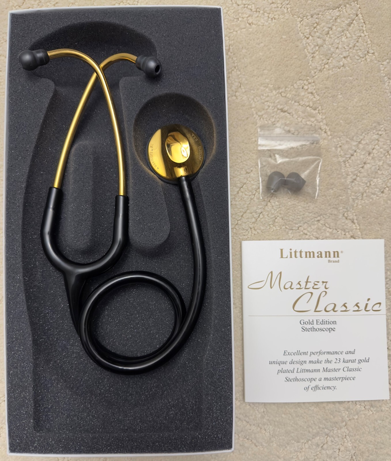 RARE – 23K GOLD PLATED – 3M Littmann Master Classic II Stethoscope 2142G, 27″