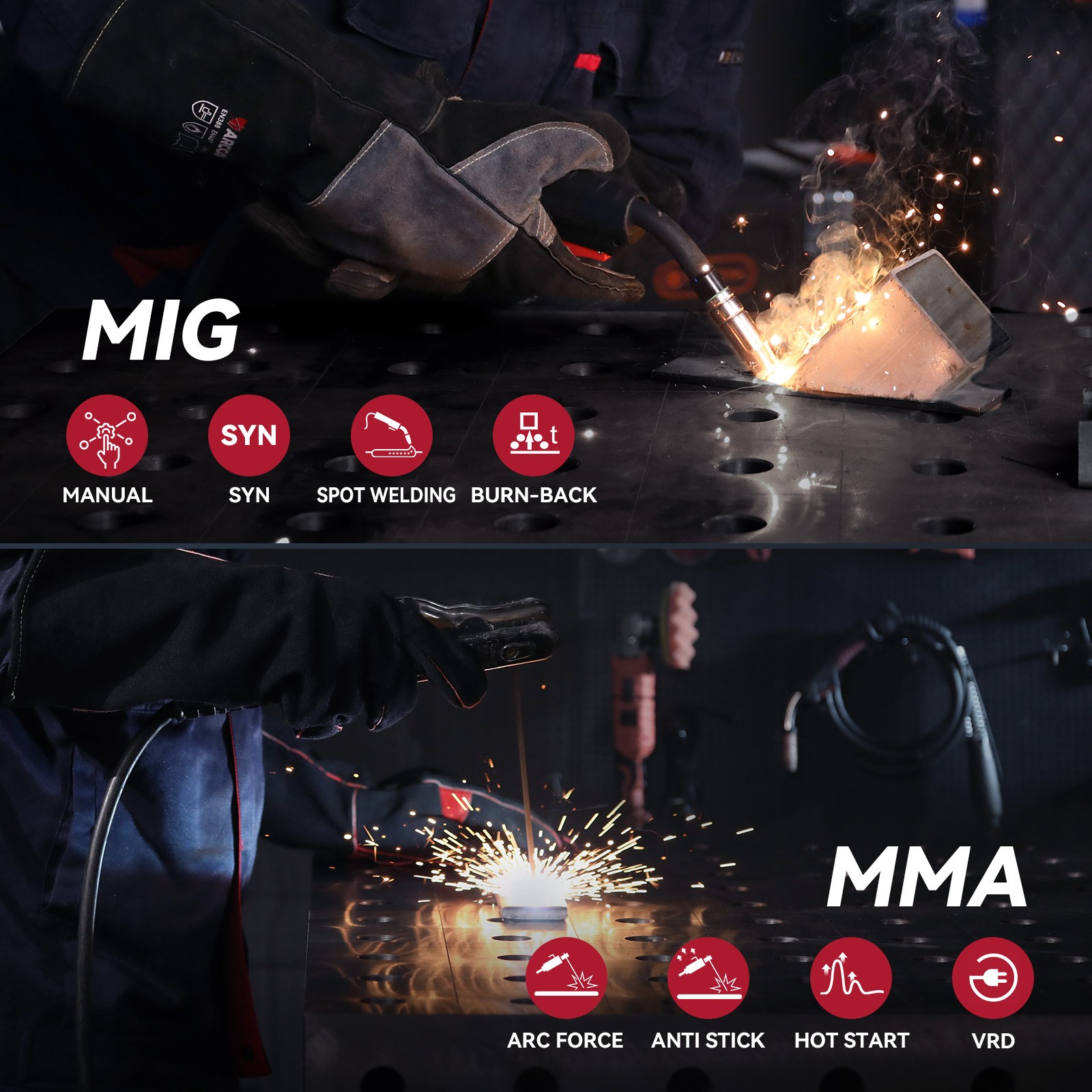 ARCCAPTAIN 200A Aluminum MIG Welder 6 in 1 Flux Core MIG/Gas MIG/Lift TIG/Stick