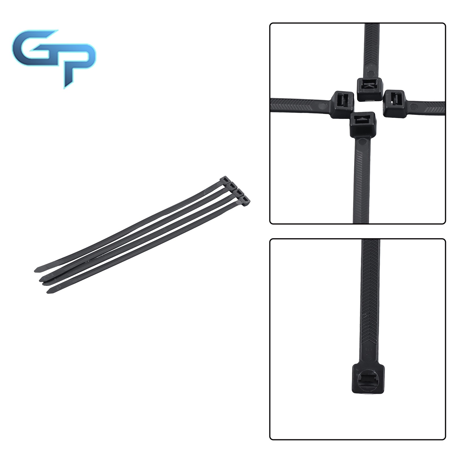 Heavy Duty Zip Ties 12″12″ V-Shaped Toothed 200lb Black White 100pcs Wide 0.13″