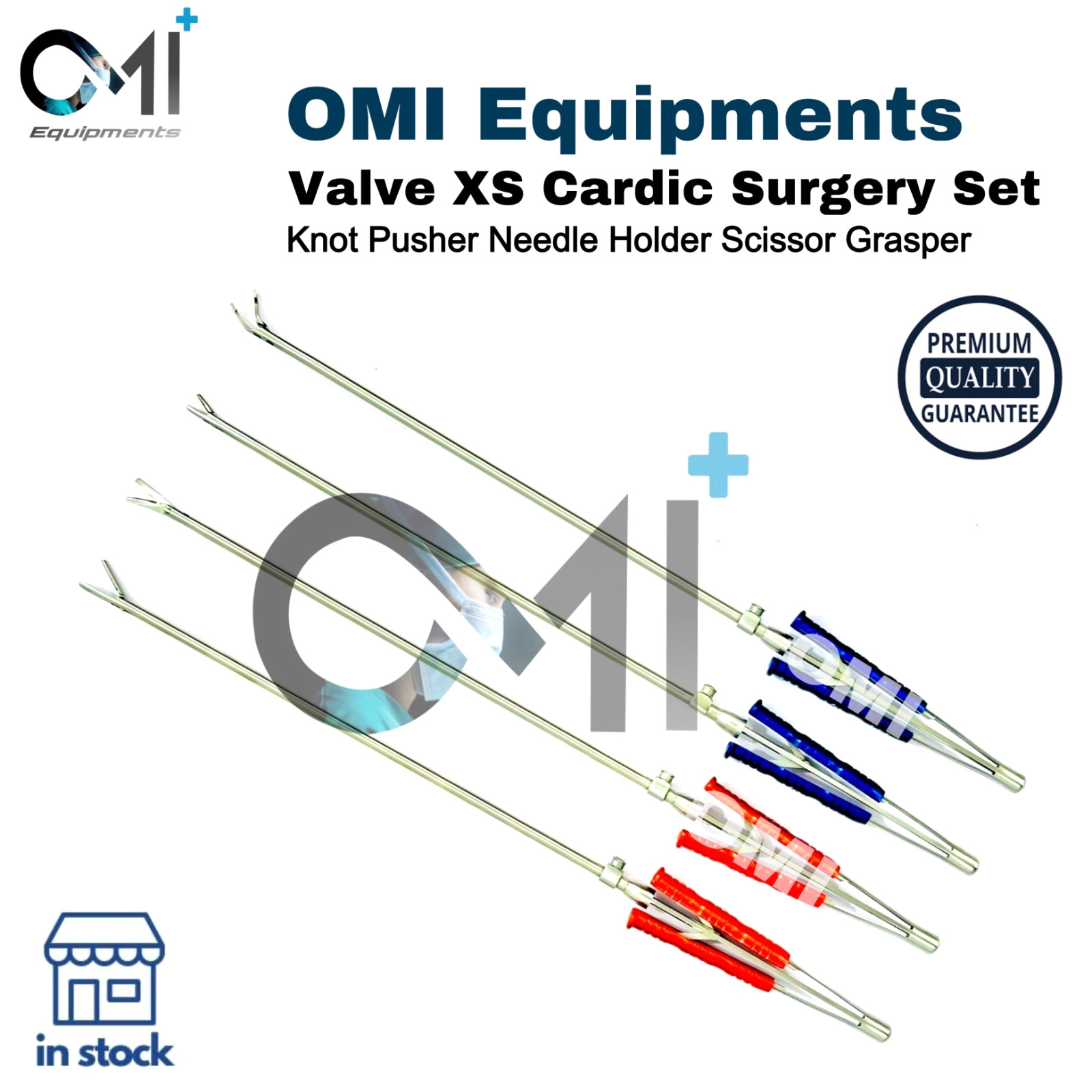Valve XS MICS Knot Pusher, Scissors, Forceps & Needle Holder Set Cardiac Surgery