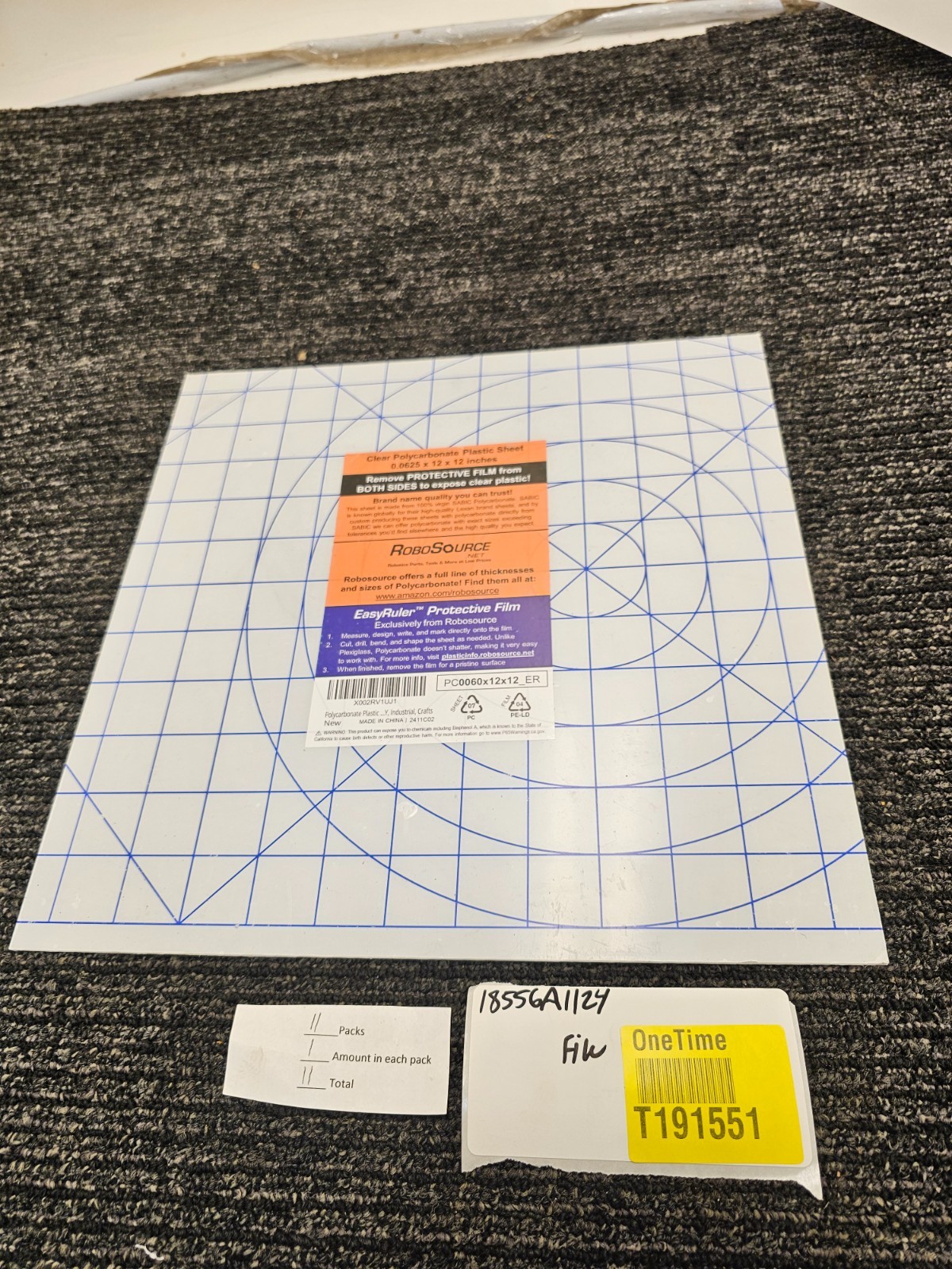 (QTY 11) Polycarbonate Clear Plastic Sheet 12″X12″X.0625″ 1/16″ Exact EasyRuler