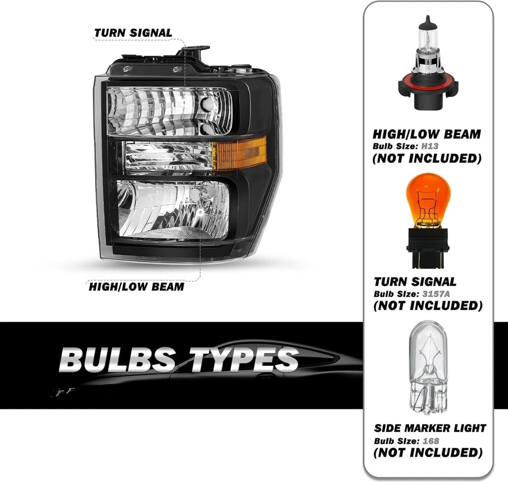Headlight Assembly for 2008-2014 Ford E150 E250 08-21 E350 E450