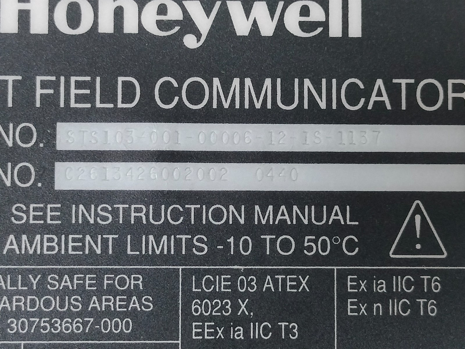 HONEYWELL STS103-001-00006-12-IS-1137 SMART FIELD COMMUNICATION
