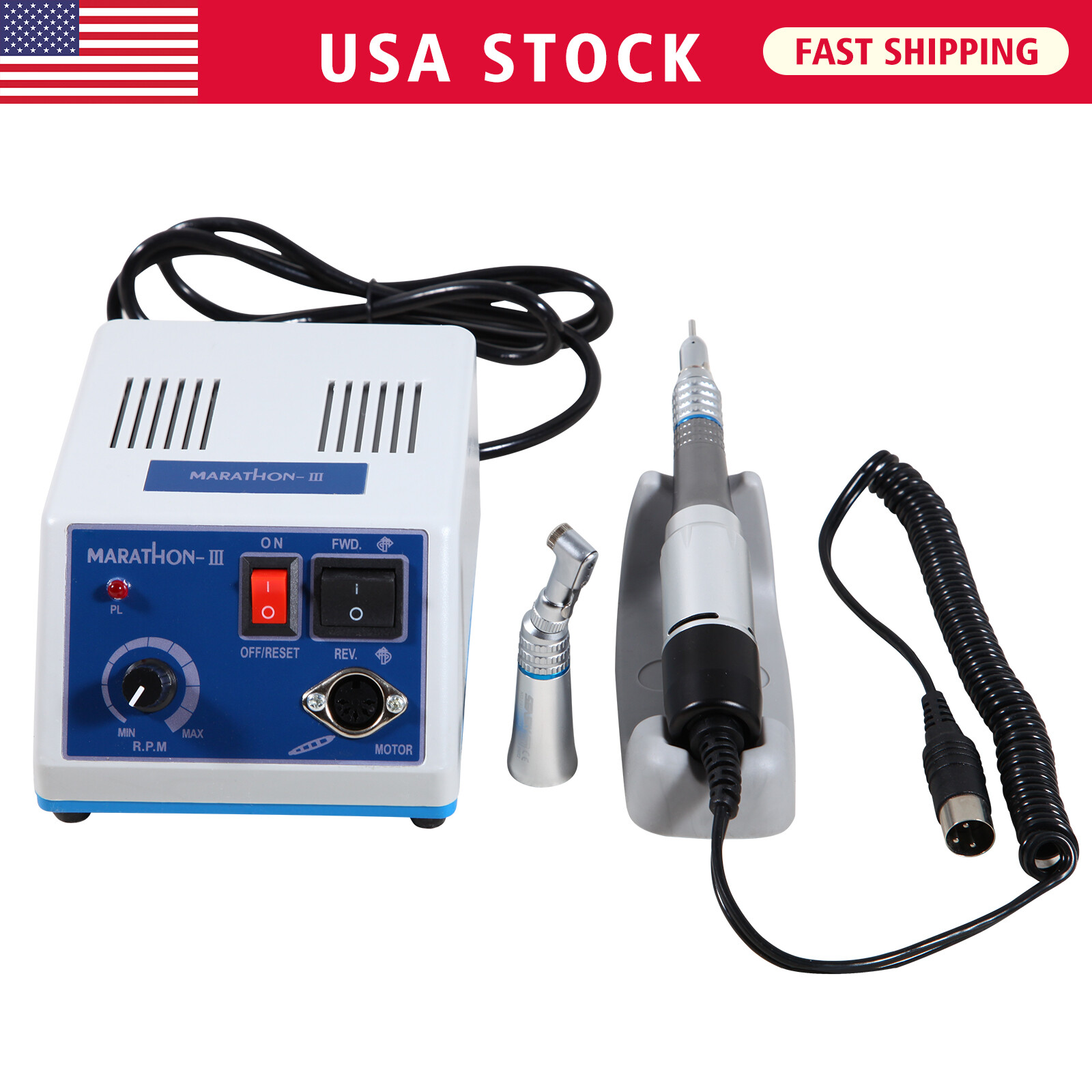 Lab Marathon Electric Micro Motor w/Slow Low Speed Handpiece 35K/35,000 r.p.m.
