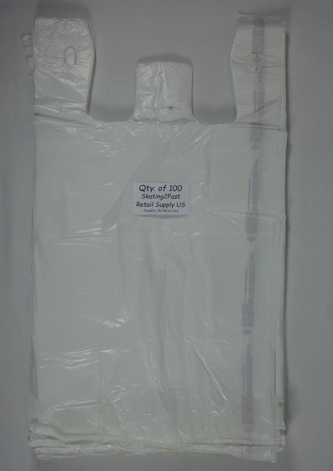 Qty. 100 Plastic T-Shirt Bags Retail Handles 11.5″ x 6″ x 21″ Variety of Colors