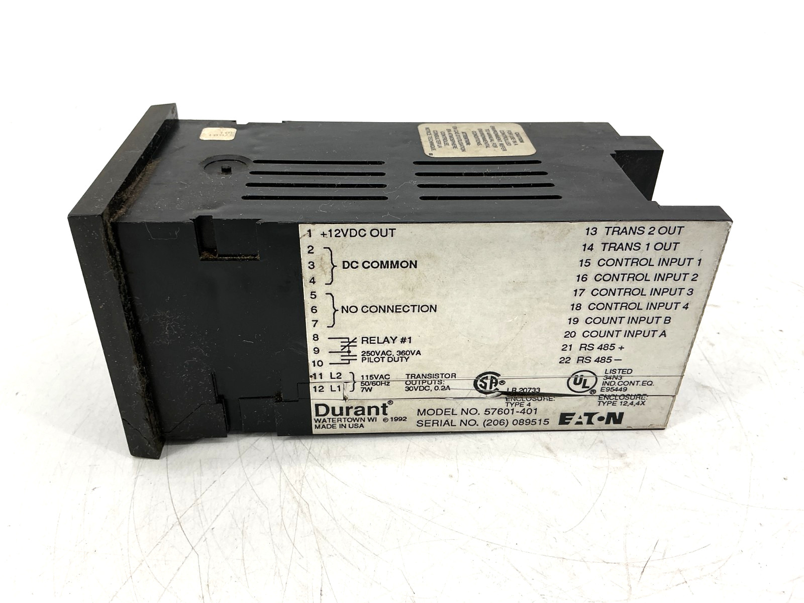 Eaton Durant 57601-401 Count Control Totalizer Ambassador Series 7W 115VAC 50/60