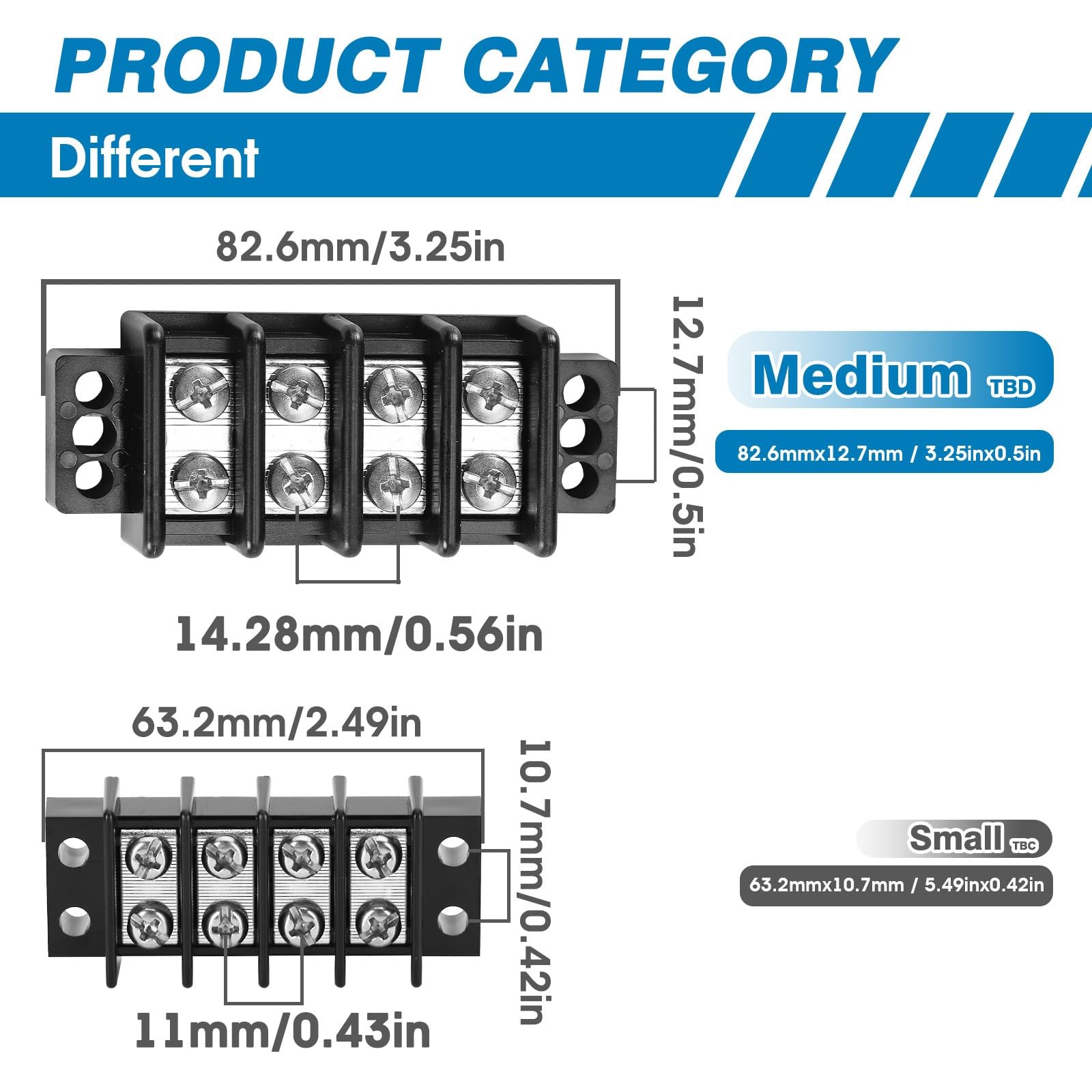 Marine Terminal Blocks TBD Double Row Stainless 10-22AWG 30A 600V 8 Poles